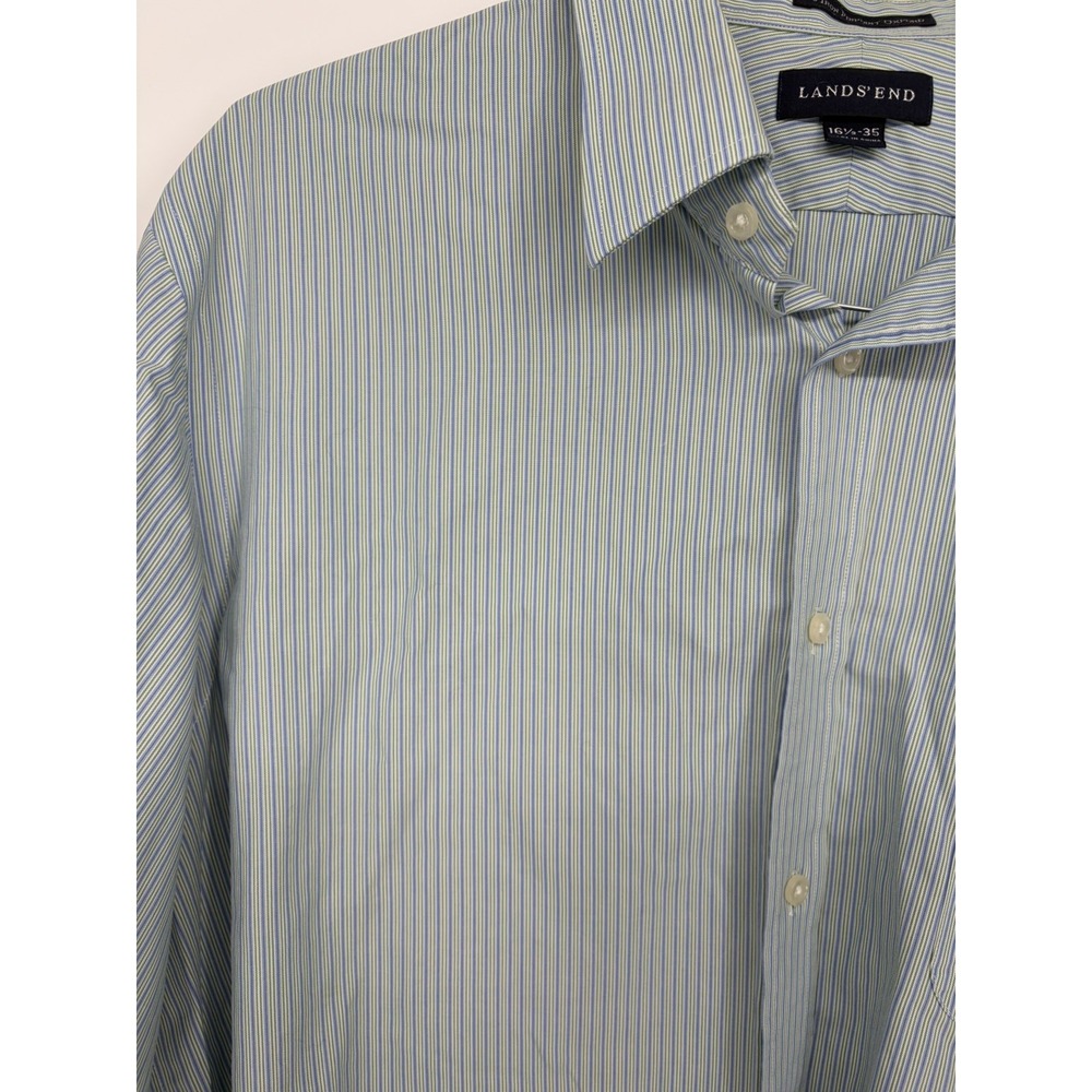Lands' End Mens No Iron Pinpoint Oxford Shirt Button Front Size 16.5-35 - Picture 3 of 6